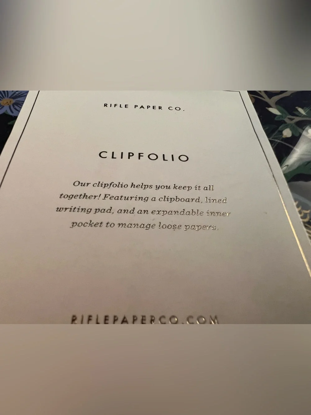 Rifle Paper Co. Cream & Black Peacock Legal Clipfolio
